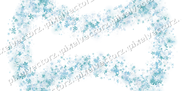 Nahtloser Glitzerkranz aus Sternen und Blüten auf transparentem Grund