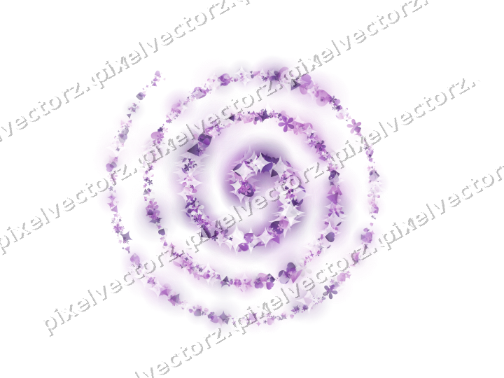 Nahtlose Glitzerspirale aus Funken und Herzen auf transparentem Grund