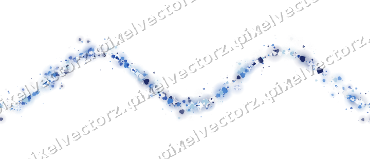 Nahtlose Glitzerwelle aus Herzen in Blau auf transparentem Grund