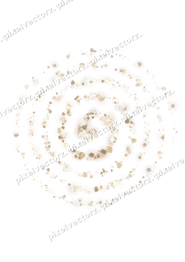 Nahtlose Glitzerspirale aus Herzen auf transparentem Grund