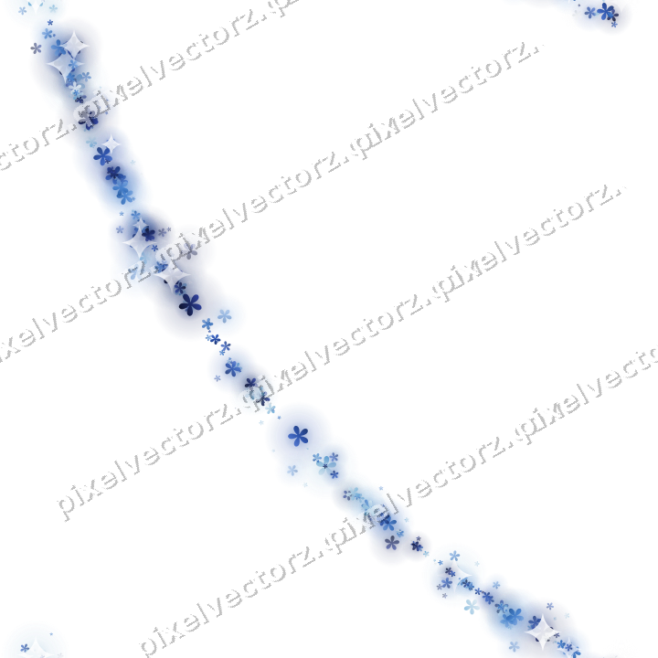 Nahtloser Glitzerbogen aus Blüten in Blau auf transparentem Grund