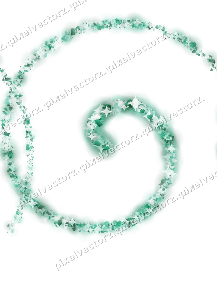 Nahtlose Glitzerspirale aus Funken und Herzen auf transparentem Grund