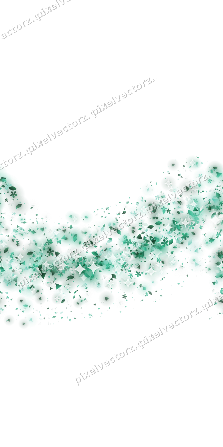 Nahtloser Glitzerbogen aus Blüten und Tropfen auf transparentem Grund