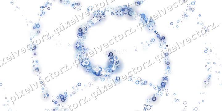 Nahtlose Glitzerspirale aus Ringen in Blau auf transparentem Grund