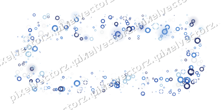 Nahtloser Glitzerrahmen aus Ringen in Blau auf transparentem Grund