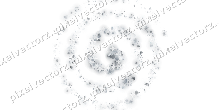 Nahtlose Glitzerspirale aus Funken und Herzen auf transparentem Grund