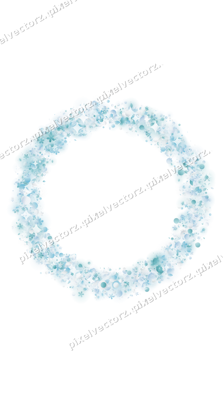 Nahtloser Glitzerkranz aus Blüten und Tropfen auf transparentem Grund