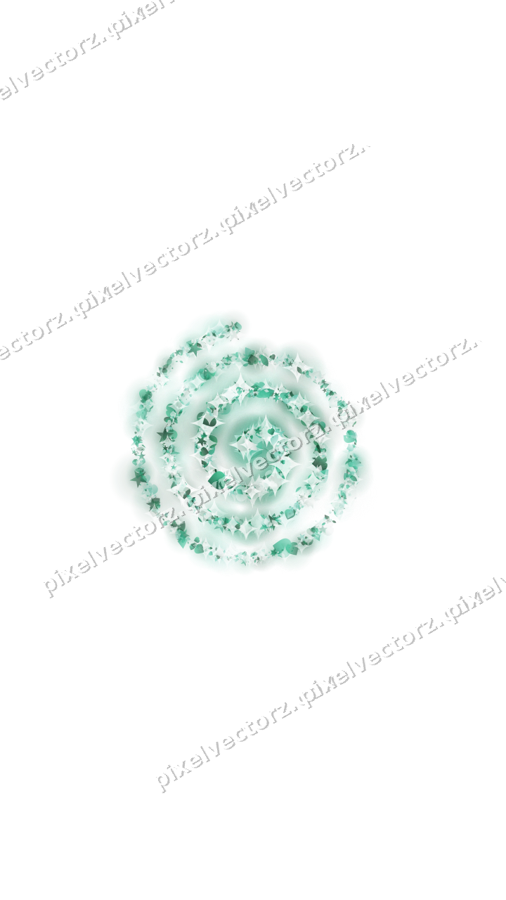 Nahtlose Glitzerspirale aus Sternen und Herzen auf transparentem Grund