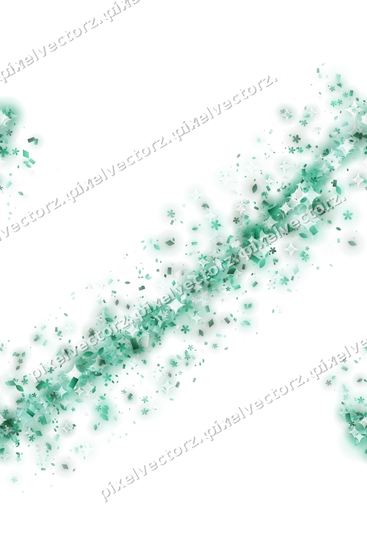 Nahtloser Glitzerbogen aus Blüten und Tropfen auf transparentem Grund