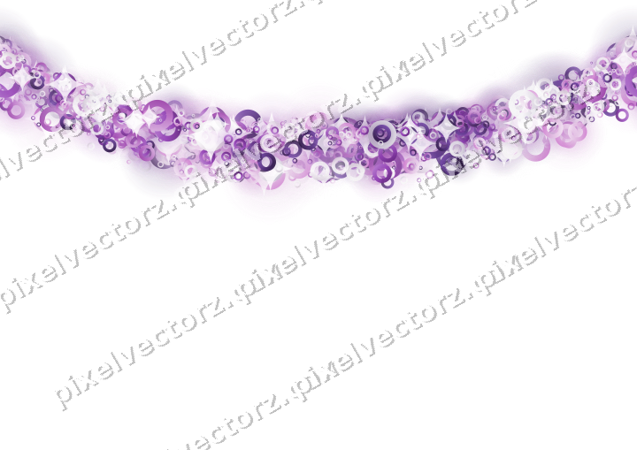 Nahtlose Glitzergirlande aus Ringen in Violett auf transparentem Grund