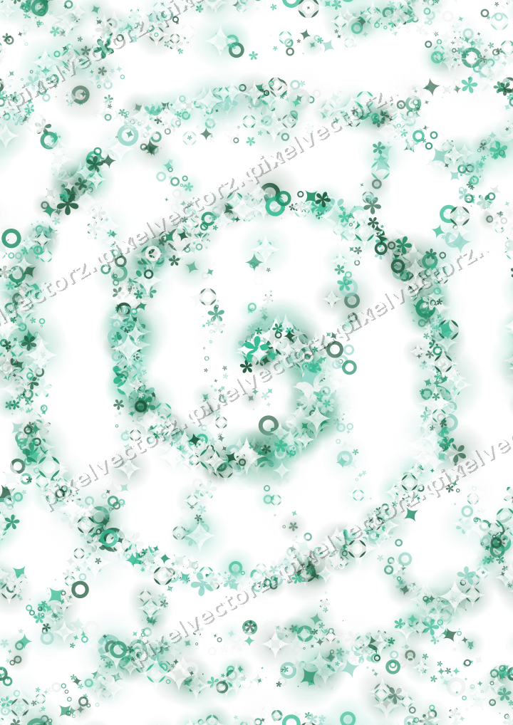 Nahtlose Glitzerspirale aus Funken und Blüten auf transparentem Grund
