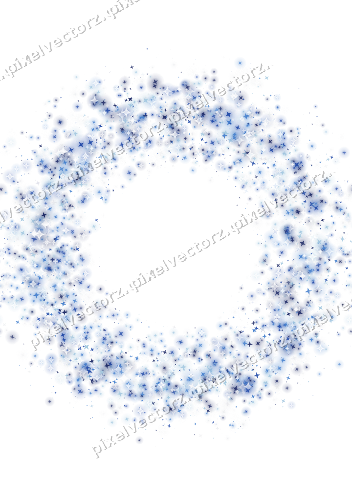 Nahtloser Glitzerkranz aus Sternen in Blau auf transparentem Grund