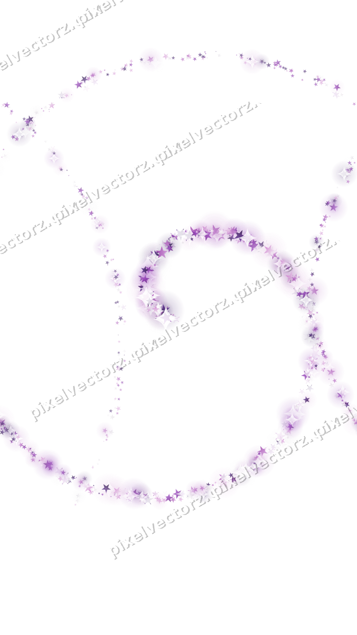 Nahtlose Glitzerspirale aus Sternen in Violett auf transparentem Grund