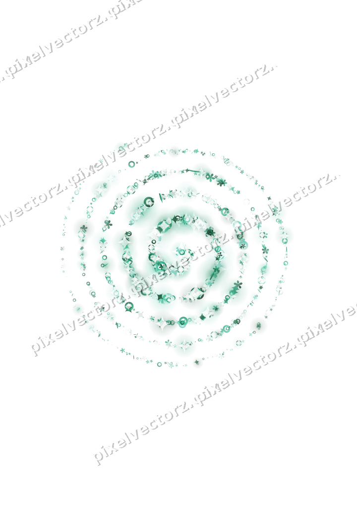 Nahtlose Glitzerspirale aus Funken und Blüten auf transparentem Grund