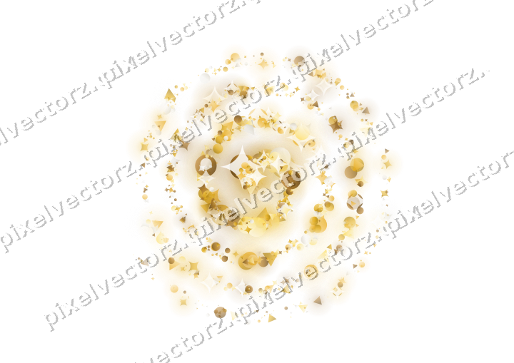 Nahtlose Glitzerspirale aus Funken und Punkten auf transparentem Grund