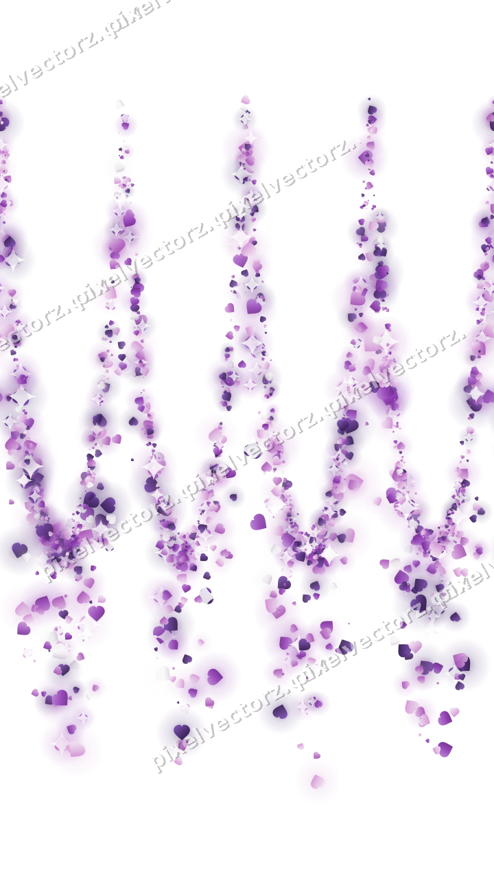 Nahtlose Glitzergirlande aus Herzen in Violett auf transparentem Grund