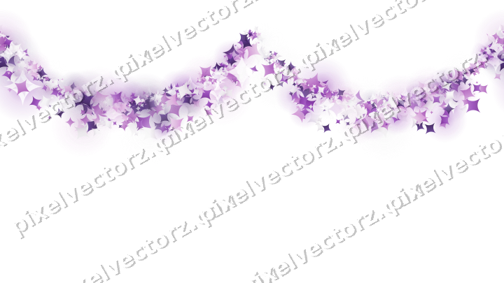 Nahtlose Glitzergirlande aus Funken in Violett auf transparentem Grund