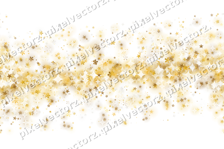 Nahtloses Glitzerband aus Sternen und Blüten auf transparentem Grund
