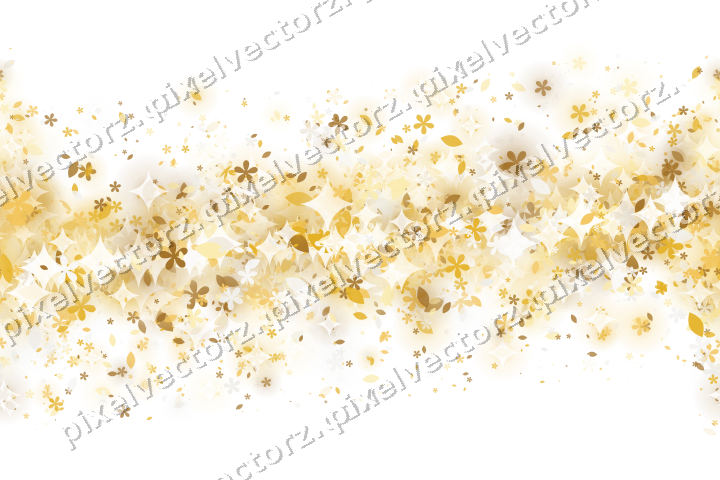 Nahtloses Glitzerband aus Blüten und Tropfen auf transparentem Grund