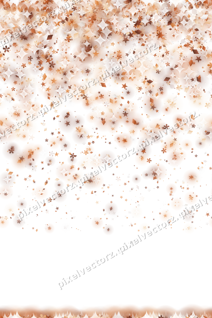 Nahtloser Glitzerregen aus Sternen und Blüten auf transparentem Grund