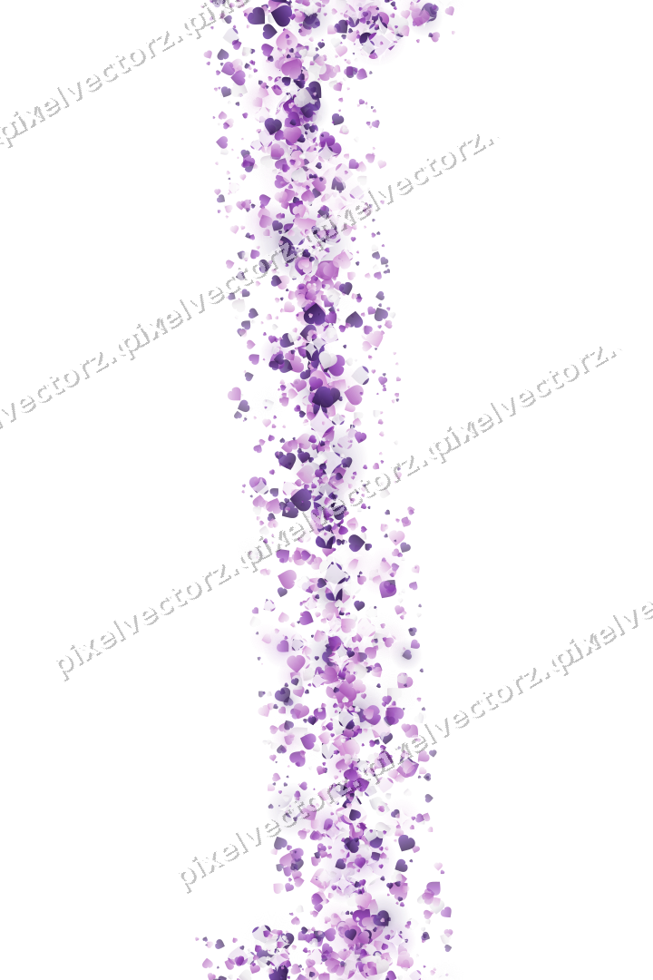 Nahtloses Glitzerband aus Herzen in Violett auf transparentem Grund