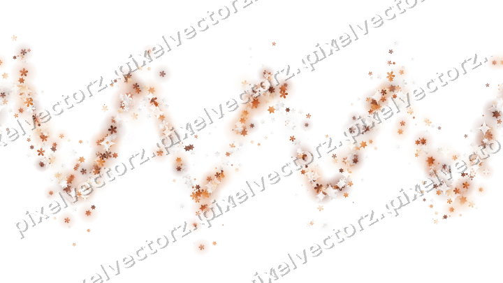 Nahtlose Glitzerwelle aus Sternen und Blüten auf transparentem Grund