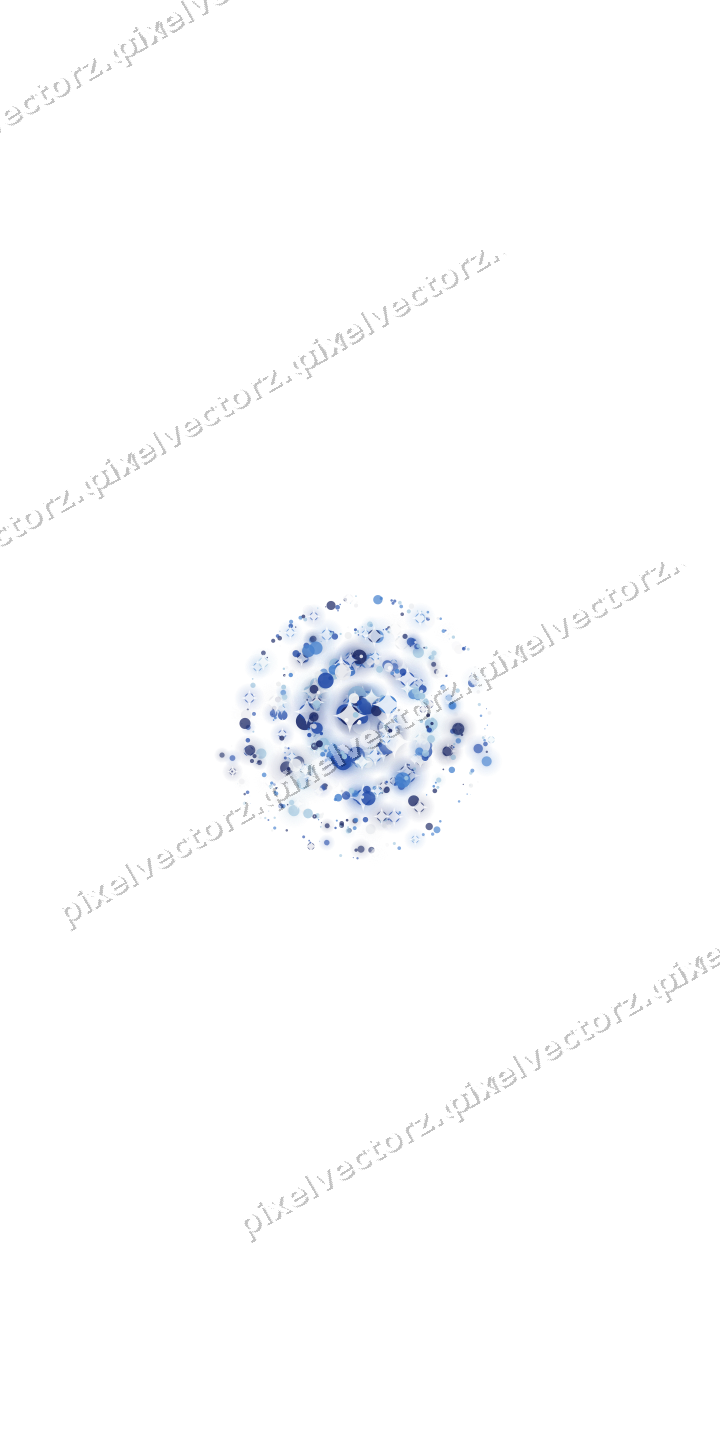 Nahtlose Glitzerspirale aus Punkten in Blau auf transparentem Grund