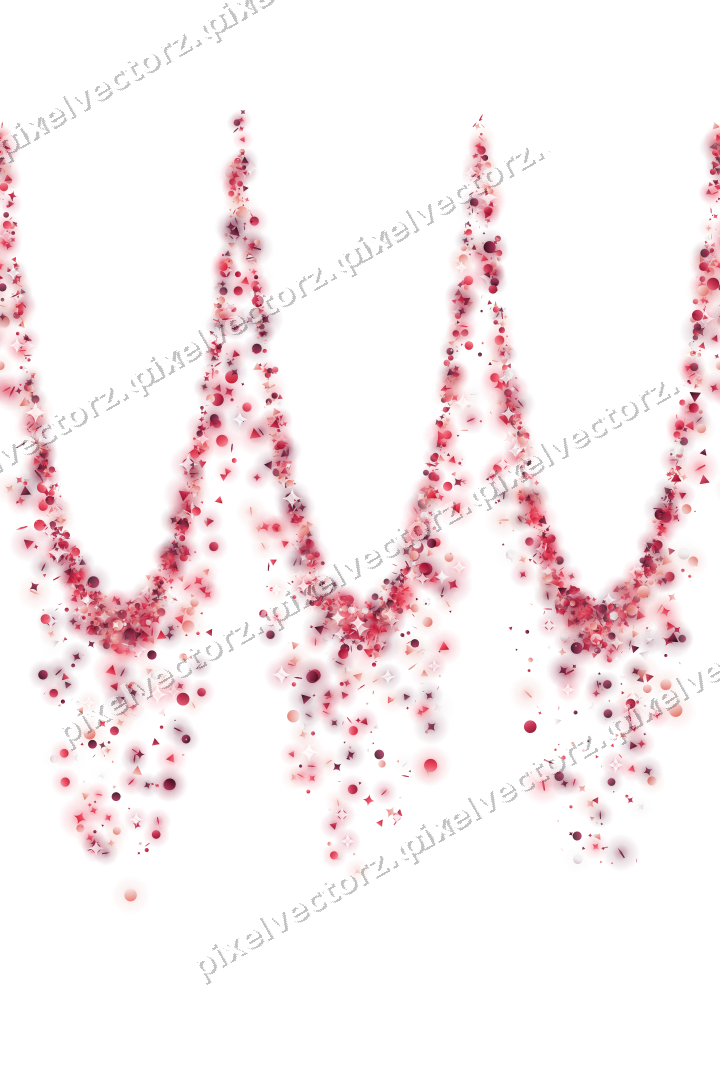 Nahtlose Glitzergirlande in Rosa und Rot auf transparentem Grund