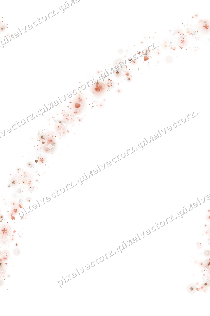 Nahtloser Glitzerbogen aus Herzen und Blüten auf transparentem Grund