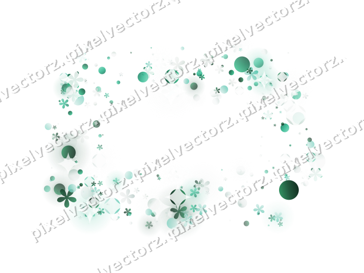 Nahtloser Glitzerrahmen aus Blüten und Punkten auf transparentem Grund