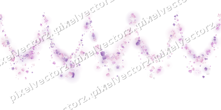 Nahtlose Glitzergirlande aus Herzen und Blüten auf transparentem Grund