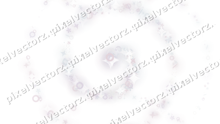 Nahtlose Glitzerspirale aus Sternen und Blüten auf transparentem Grund
