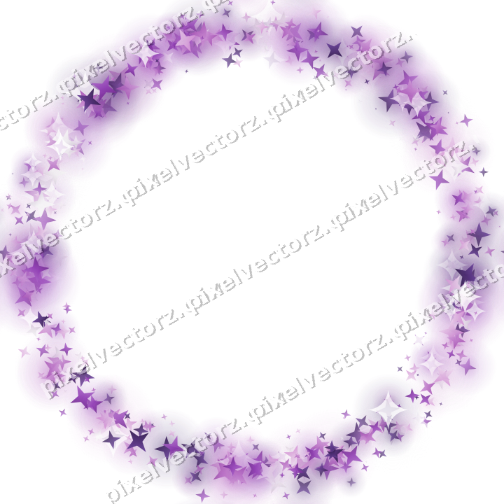 Nahtloser Glitzerkranz aus Sternen in Violett auf transparentem Grund
