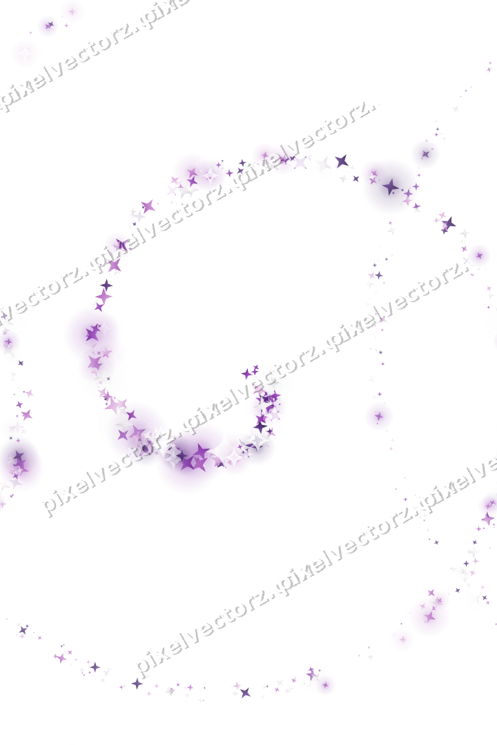 Nahtlose Glitzerspirale aus Sternen in Violett auf transparentem Grund