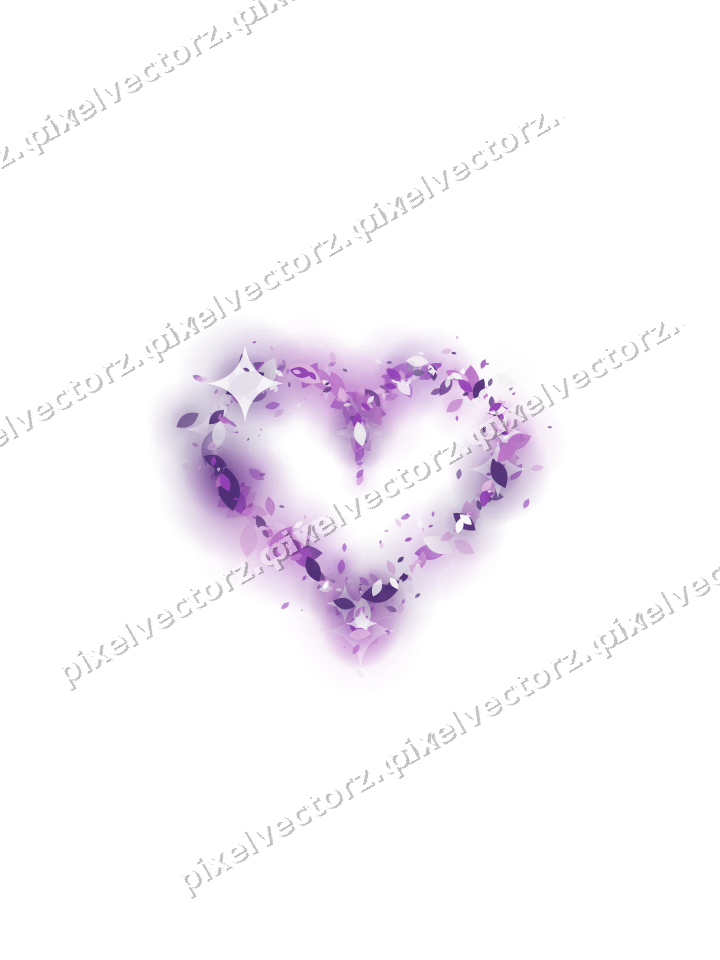 Nahtloses Glitzerherz aus Tropfen in Violett auf transparentem Grund