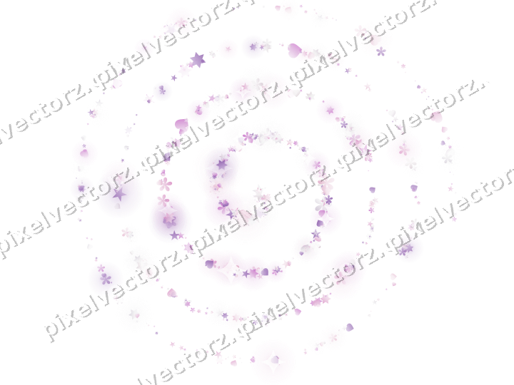 Nahtlose Glitzerspirale aus Sternen und Herzen auf transparentem Grund