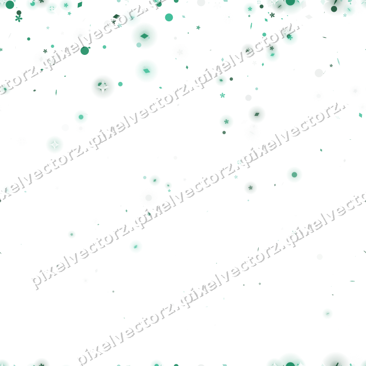 Nahtloser Glitzerregen aus Blüten und Punkten auf transparentem Grund