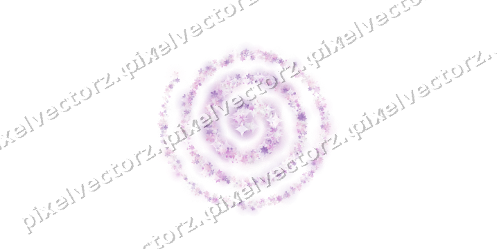 Nahtlose Glitzerspirale aus Sternen und Blüten auf transparentem Grund