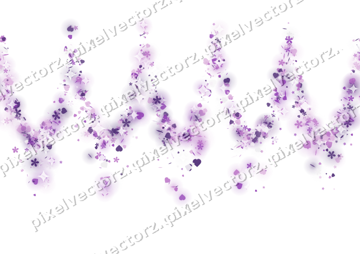 Nahtlose Glitzergirlande aus Herzen und Blüten auf transparentem Grund