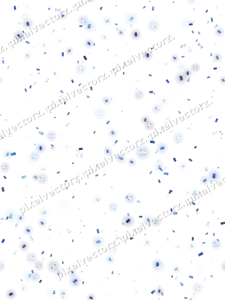 Nahtlose Glitzerstreuung aus Konfetti in Blau auf transparentem Grund
