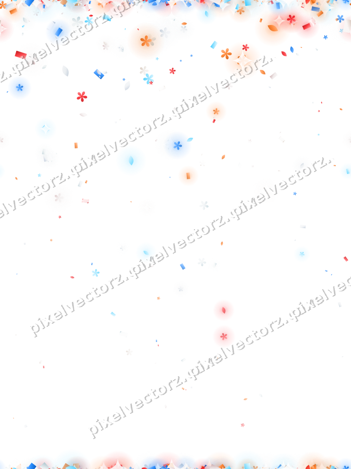 Nahtloser Glitzerregen aus Blüten und Tropfen auf transparentem Grund