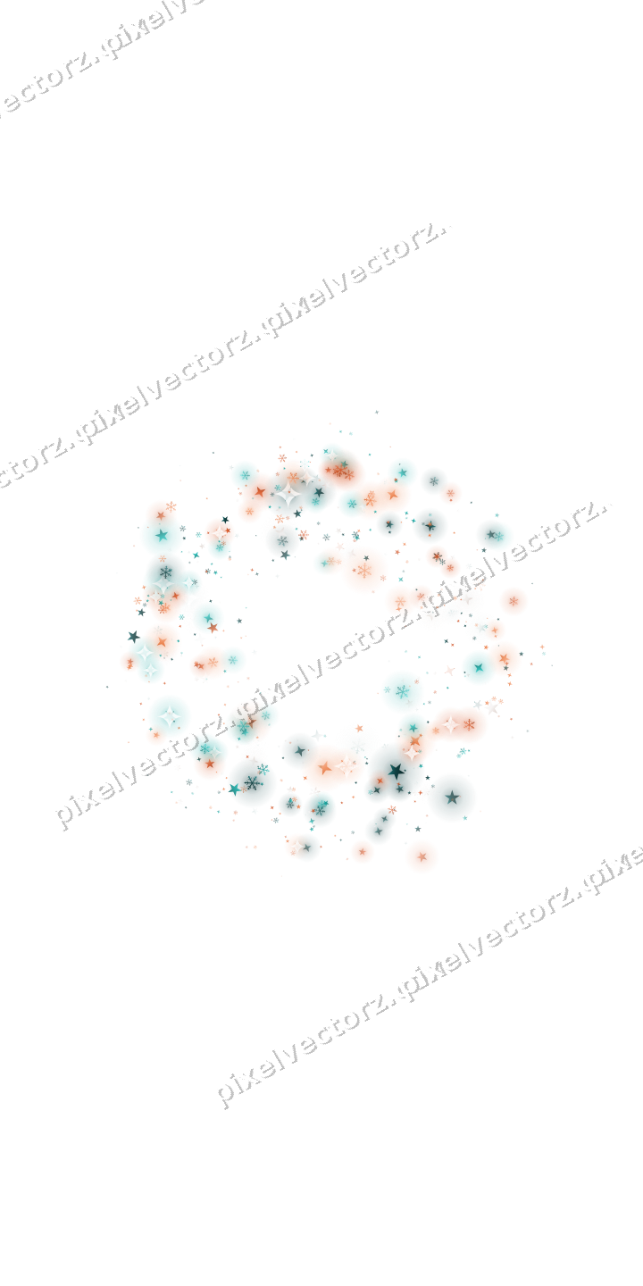 Nahtloser Glitzerkranz in Orange und Petrol auf transparentem Grund