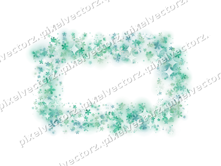 Nahtloser Glitzerrahmen aus Blüten in Grün auf transparentem Grund