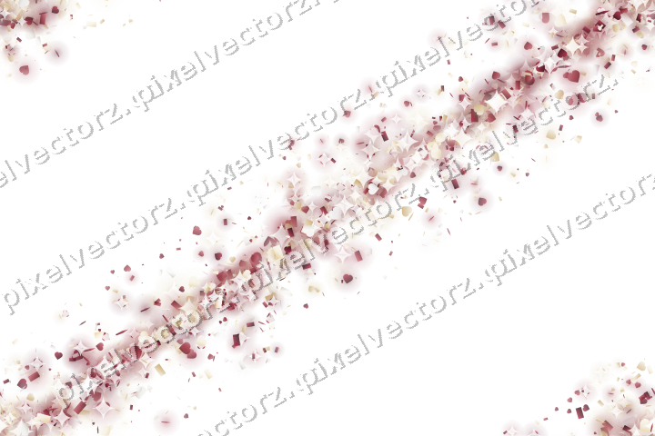 Nahtloses Glitzerband aus Herzen und Konfetti auf transparentem Grund