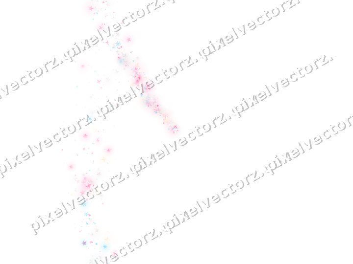 Nahtloser Sternenschweif in Rosa und Türkis auf transparentem Grund
