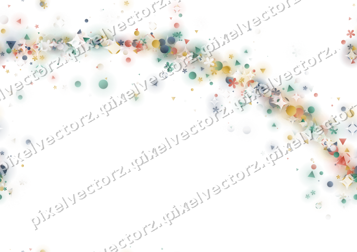 Nahtloser Glitzerbogen aus Blüten und Punkten auf transparentem Grund