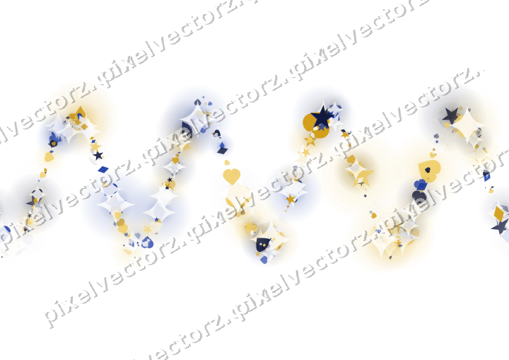Nahtlose Glitzerwelle aus Sternen und Herzen auf transparentem Grund