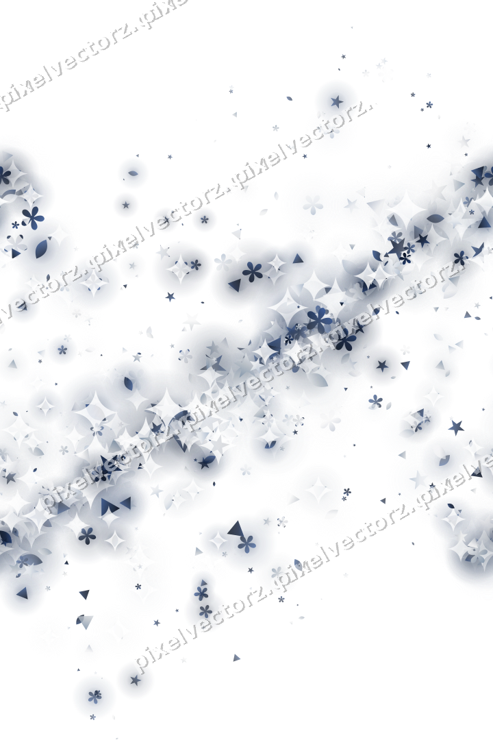 Nahtloses Glitzerband aus Sternen und Blüten auf transparentem Grund