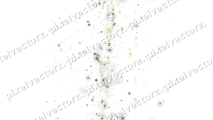 Nahtloses Glitzerband aus Sternen und Blüten auf transparentem Grund