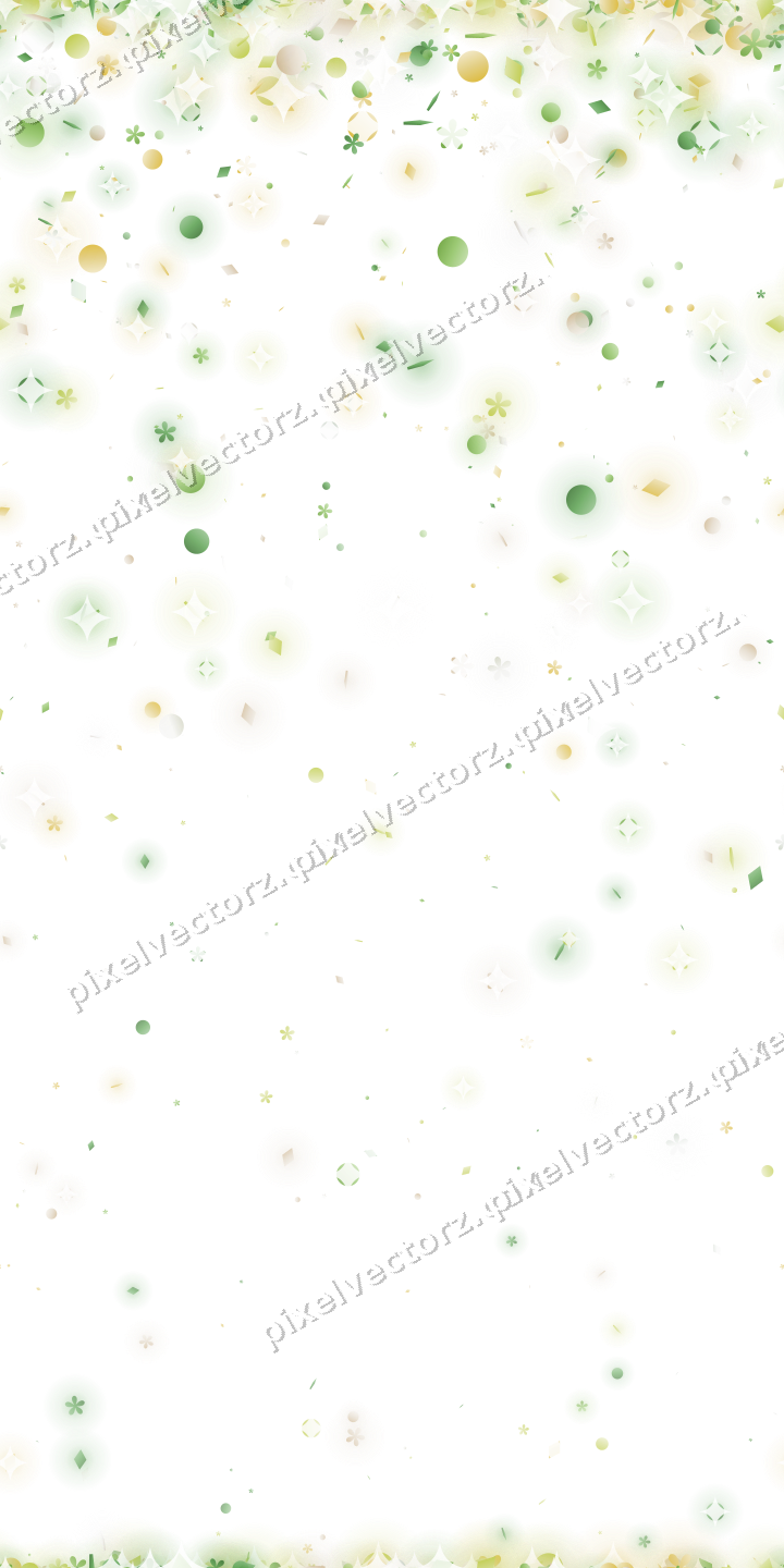 Nahtloser Glitzerregen aus Blüten und Punkten auf transparentem Grund